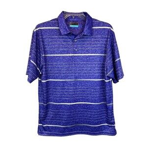 PGA Tour Polo Shirt  Men's Size L  Short Sleeve Golf Polo Top  Purple Stripes